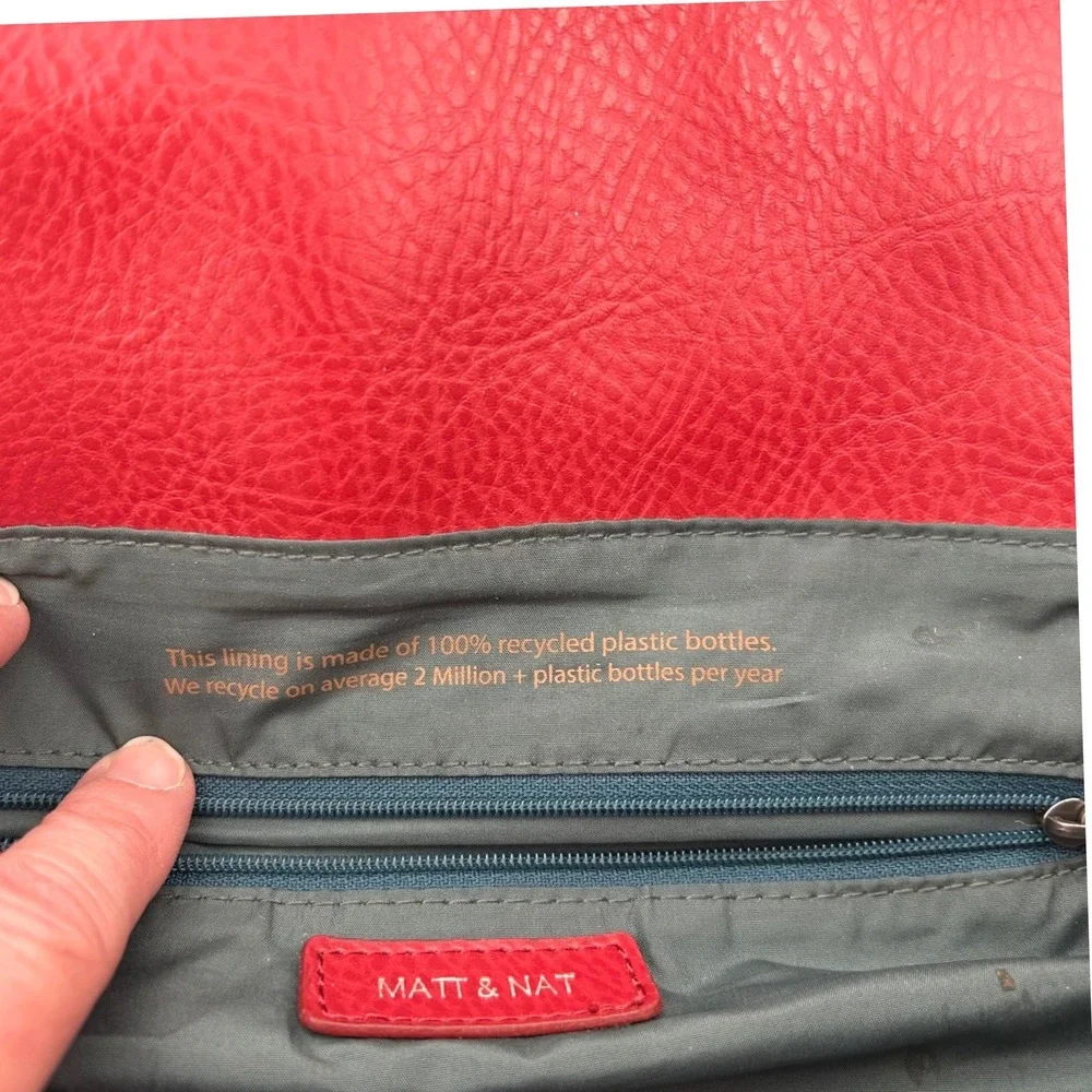 MATT & NAT Red‎ Vegan Leather Drawstring Backpack Convertible Shoulder Bag